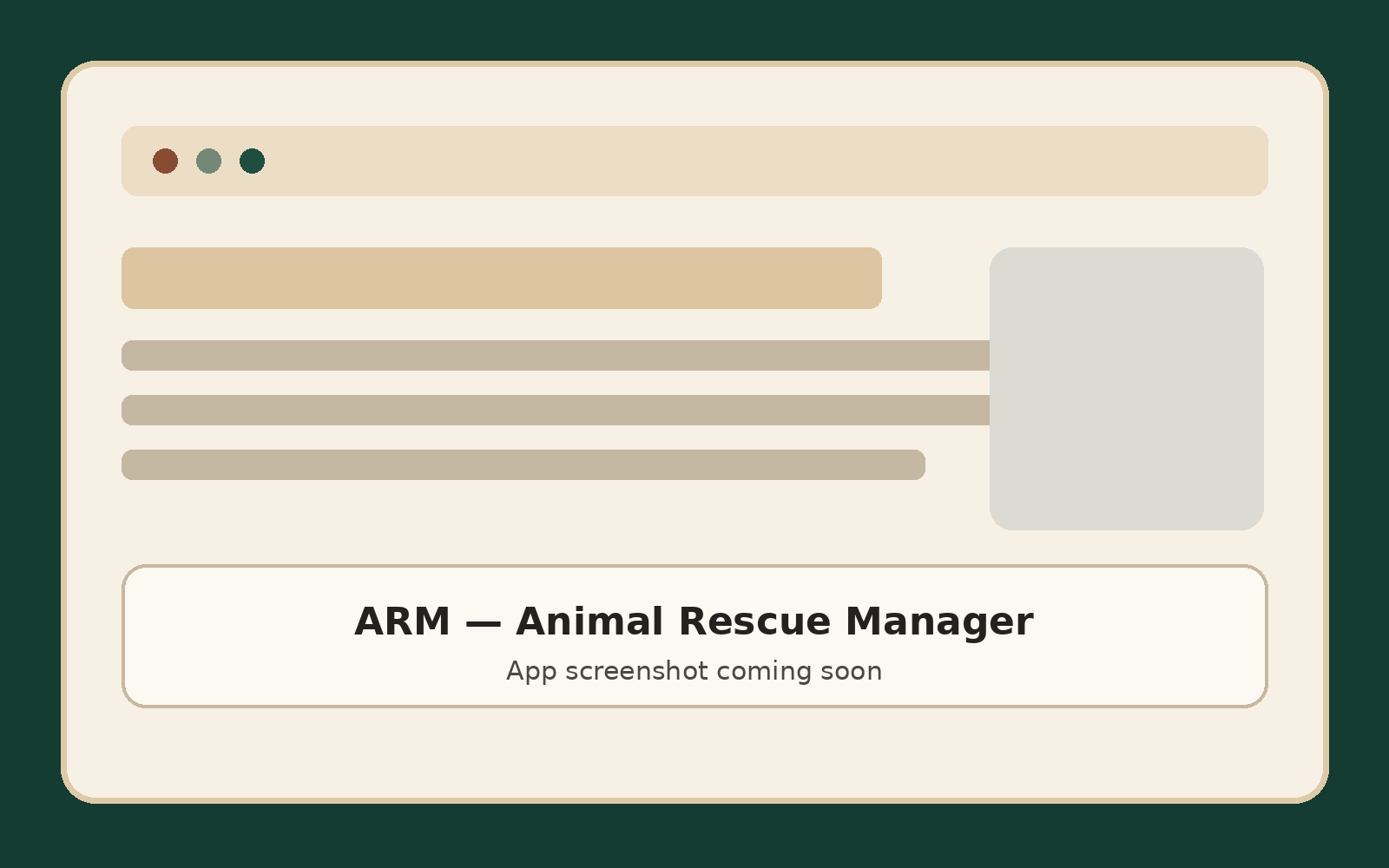 Screenshot coming soon for ARM — Animal Rescue Manager